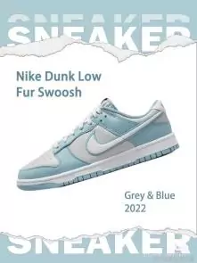 chaussure nike dunk low soldes fleece swoosh worn blue